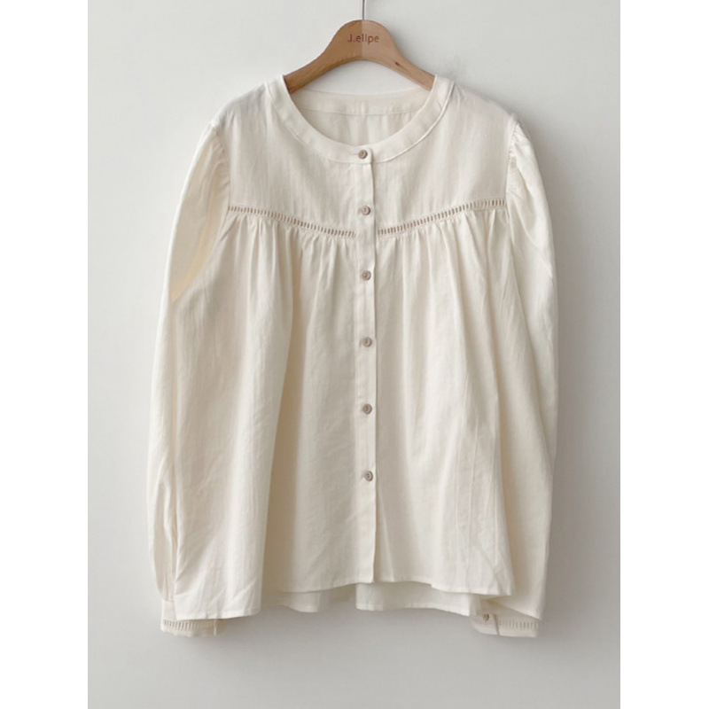 Dames Blouses | Denim Blouse Met Ruches Blouses Blouses